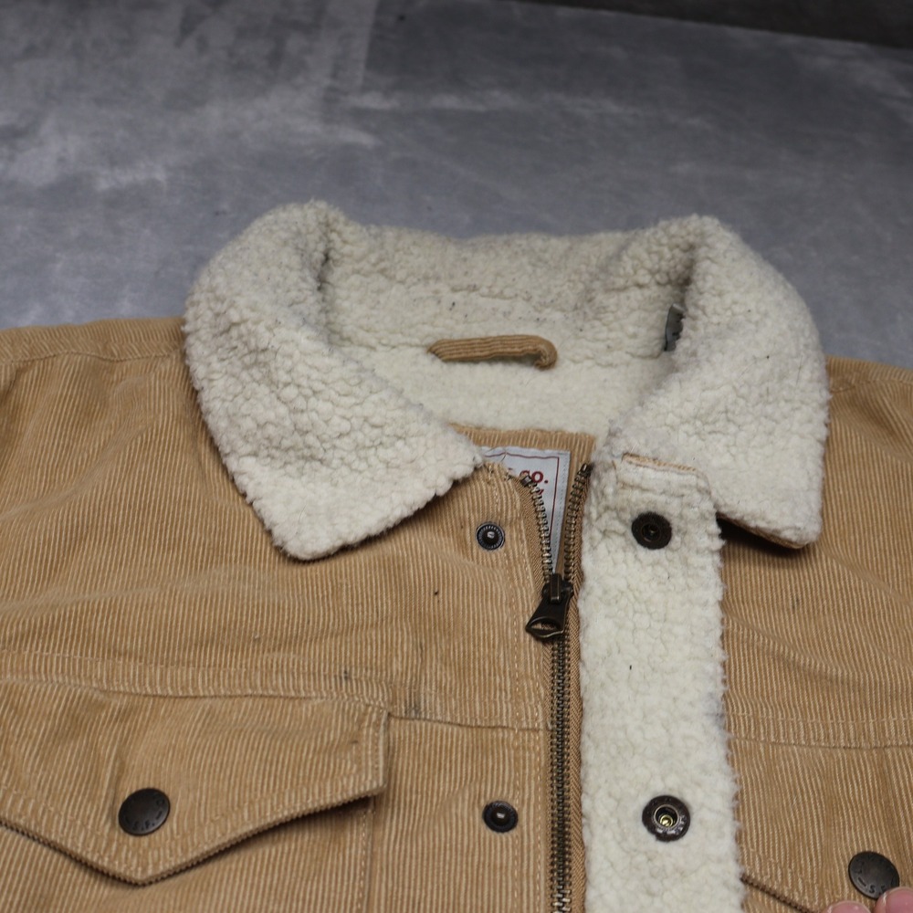Levi's  Trucker Jacket Mens Medium Beige Corduroy Sherpa Lined Rugged‎ Full Zip - Picture 6 of 16
